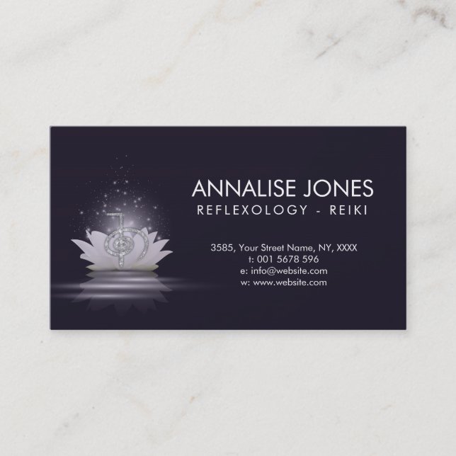 Carte De Visite Reiki argenté guérissant le symbole de Choku Rei (Devant)