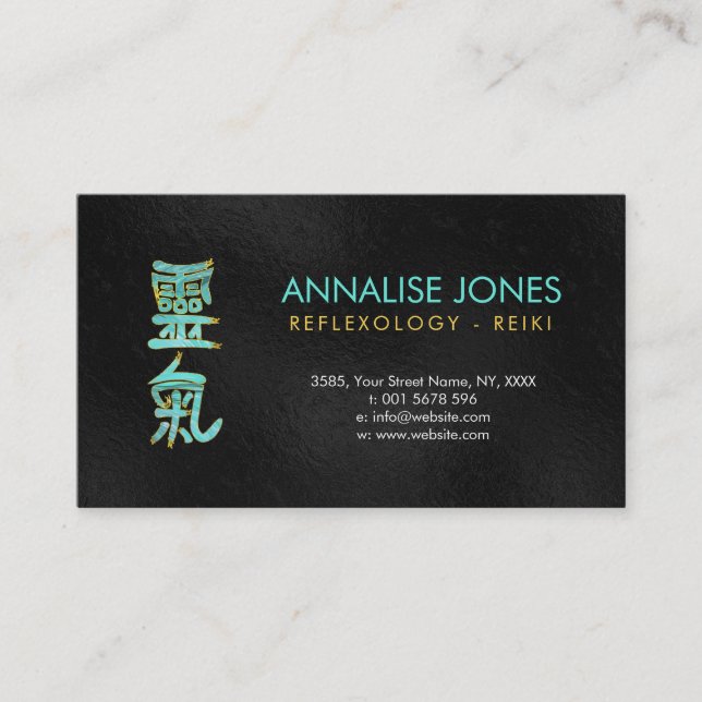 Carte De Visite Reiki guérissant Choku Rei en marbre et or (Devant)
