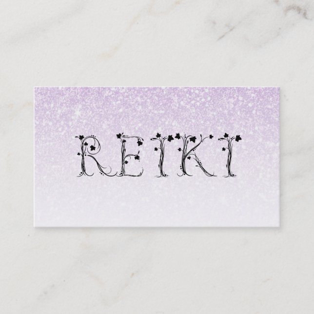 Carte De Visite *~* REIKI Ivy Typography Lavender Parties scintill (Devant)