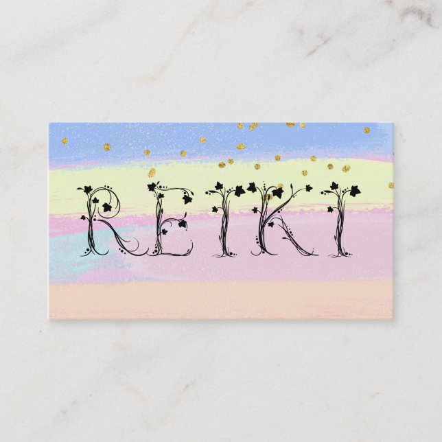 Carte De Visite *~* REIKI Ivy Typography Parties scintillant Paste (Devant)