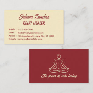 Carte de visite Reiki Simple Crème Rouge