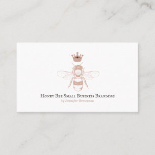 Carte De Visite Reine abeille couronne alvéole rose