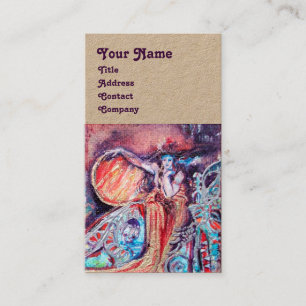 Carte De Visite REINE D'ARCADIE Bleu Rouge Argent Fanasy Kraft