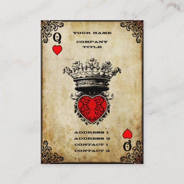 Carte De Visite Reine de cœur Grunge (Devant)