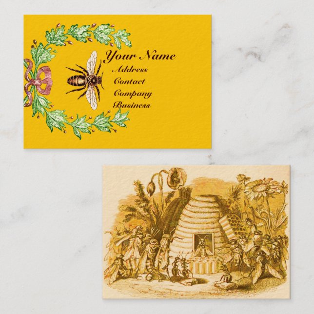 CARTE DE VISITE REINE DES HONEY BEES EN SKEP / BEEKEEPER (Devant / Derrière)