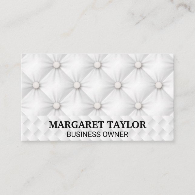 Carte De Visite Rembourrage blanc élégant | Motif tissé (Devant)