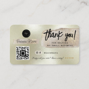 Carte De Visite Remerciement d'or moderne pour les médias sociaux 