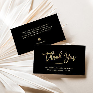 Carte De Visite Remerciements   Petites entreprises Gold et Black