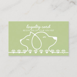 Carte De Visite Remise de coup de pattes Loyauté Vert Chat Chien