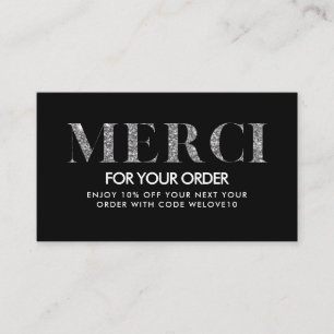 Carte De Visite Remise Merci  Elegant Parties scintillant Merci