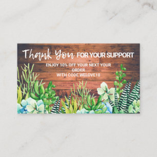 Carte De Visite Remise sur le succulent de l'aquarelle florale