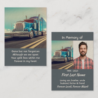 Carte De Visite Remorque photo Memorial Keepsaké Semi Truck Tracte