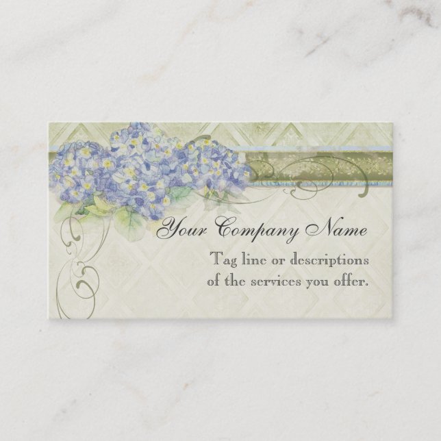 Carte De Visite Remous bleu floral de fleurs d'hortensia de (Devant)