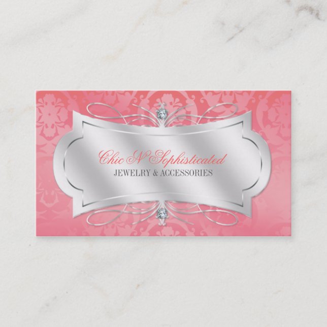 Carte De Visite Remous rose somptueux de damassé de diamant (Devant)