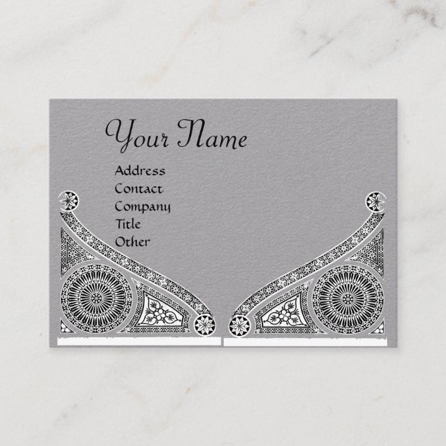 Carte De Visite RENAISSANCE ARCHITECTURE MONOGRAM, papier gris noi (Devant)