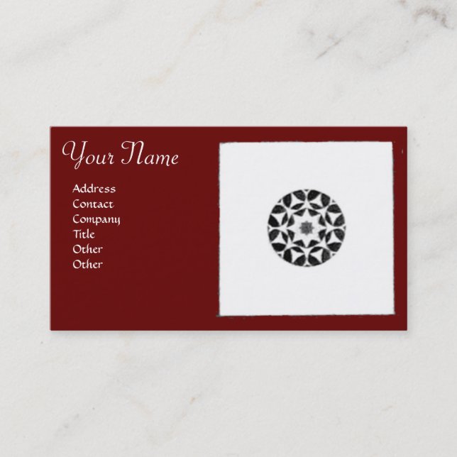 Carte De Visite RENAISSANCE Blanc Noir Rouge Géométrique Floral (Devant)