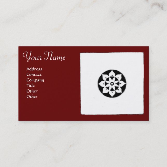 Carte De Visite RENAISSANCE Blanc Noir Rouge Géométrique Floral (Devant)