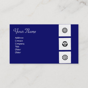 Carte De Visite RENAISSANCE HARMONIE Bleu Blanc Géométrique Floral