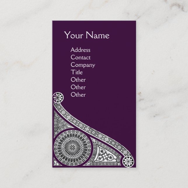 Carte De Visite RENAISSANCE Monogramme 1 violet foncé (Devant)