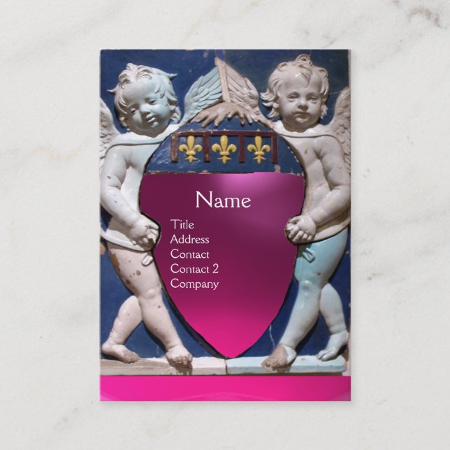 Carte De Visite RENAISSANCE PETITES ANGES MONOGRAM Améthyste rose (Devant)