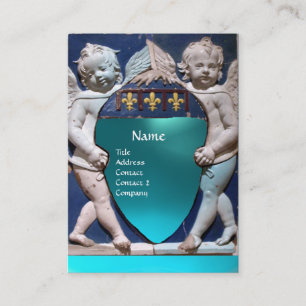 Carte De Visite RENAISSANCE PETITES ANGES MONOGRAM Blue Aquamarine