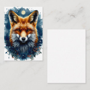 Carte De Visite Renard Aesthetic Lune Forestière Aquarelle