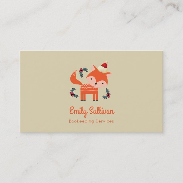 Carte De Visite Renard Orange À Santa Hat Joli Noël Whimsical (Devant)