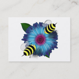 Carte De Visite Rencontre des abeilles de miel sur la fleur bleue