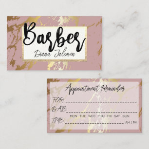 Carte De Visite Rendez-vous 100 barbier Rappel Marbre rose
