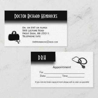 Carte De Visite Rendez-vous au bureau des médecins sur le dos