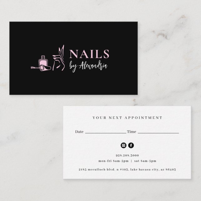 Carte De Visite Rendez-vous au logo du salon de ongles (Devant / Derrière)