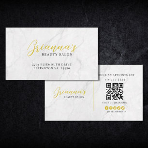 Carte De Visite Rendez-vous au Salon de Beauté Elegant Marble Gold