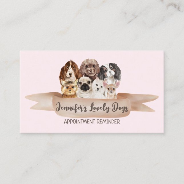 Carte De Visite Rendez-vous avec un animal de compagnie rose (Devant)