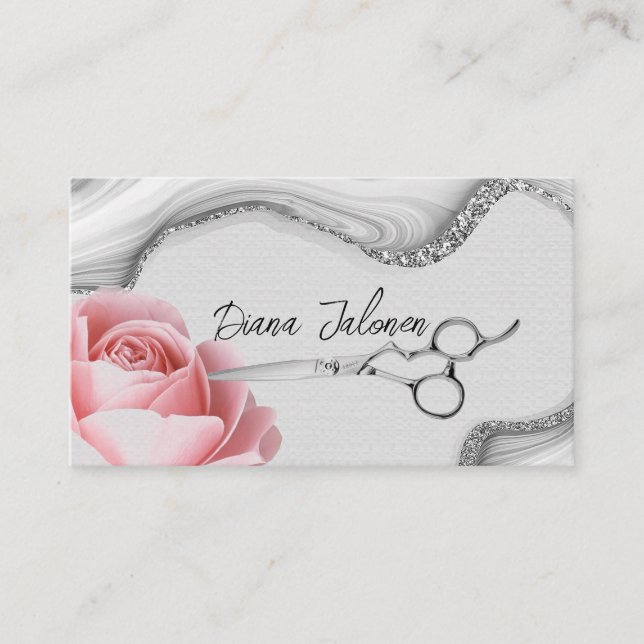 Carte De Visite Rendez-vous chez le coiffeur Rappel Marbre noir (Devant)