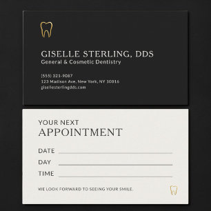 Carte De Visite Rendez-vous chez le dentiste Black & Gold