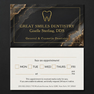 Carte De Visite Rendez-vous chez le dentiste Black Gold Agate