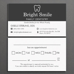Carte De Visite Rendez-vous chez un dentiste Rappel Dentaire denta