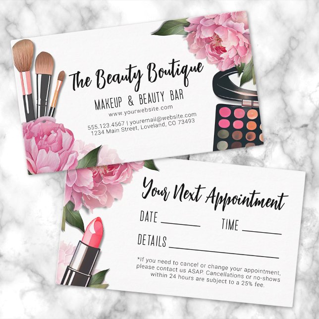 Carte De Visite Rendez-vous d'artiste maquillage beauté (Beauty Makeup Artist Appointment Business Card )