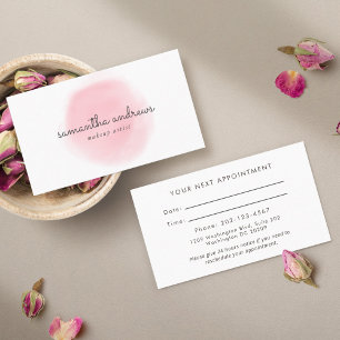 Carte De Visite Rendez-vous d'artiste maquillage en poudre rose