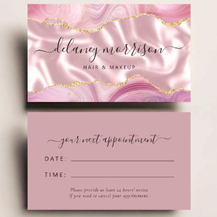 Carte De Visite Rendez-vous de luxe en soie rose Agate chez le sty