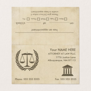Carte De Visite Rendez-vous de procureur en droit Vintage