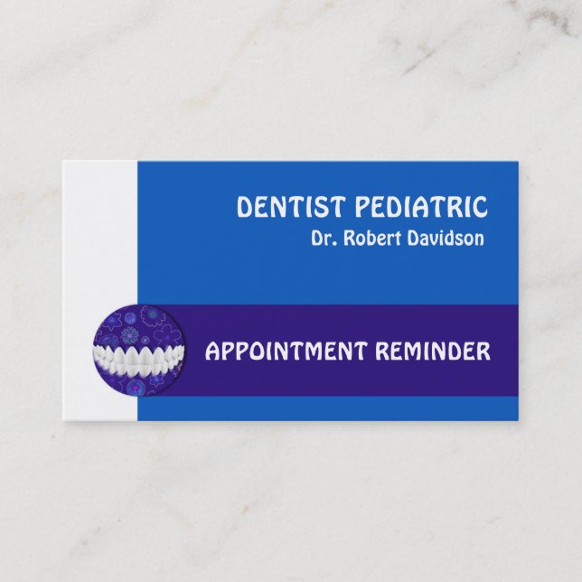 Carte De Visite Rendez-vous dentaire Rappel Dentiste pédiatrique (Devant)