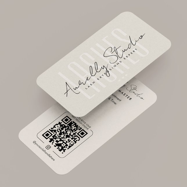 Carte De Visite Rendez-vous Minimal Lash Tech Studio Sable  (Minimal Lash Tech Studio Sand Appointment Business Card
)