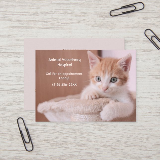 Carte De Visite Rendez-vous pour le soin des animaux de compagnie  (Devant/Arrière en situation)