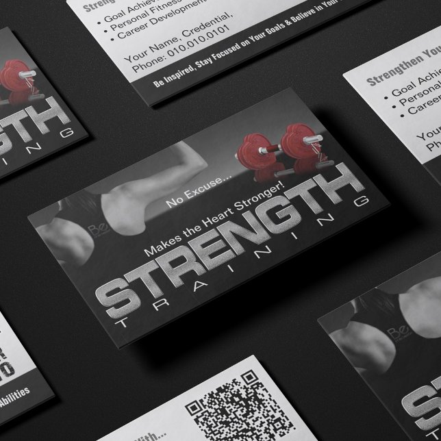 Carte De Visite Renforcez votre encadrement du mode de vie (No excuse makes the heart stronger. Strength training spirit, mind, and body. Empower business cards)