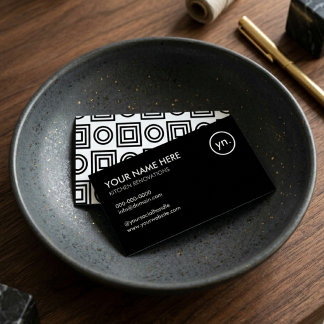 Carte De Visite Rénovation de cuisine Luxe Géométrique Noir & Blan