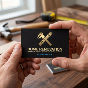 Carte De Visite Rénovation de Luxe de Maison en Or et Noir pour En