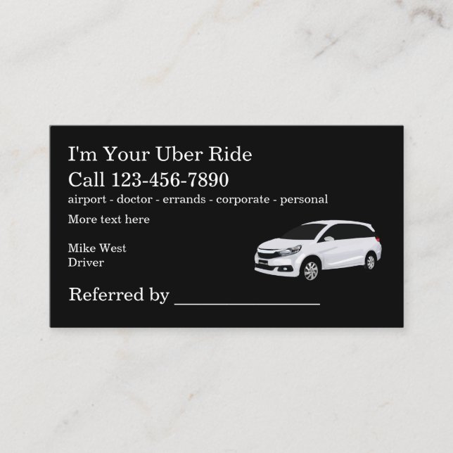 Carte De Visite Renvoi du chauffeur de taxi de Rideshare (Devant)