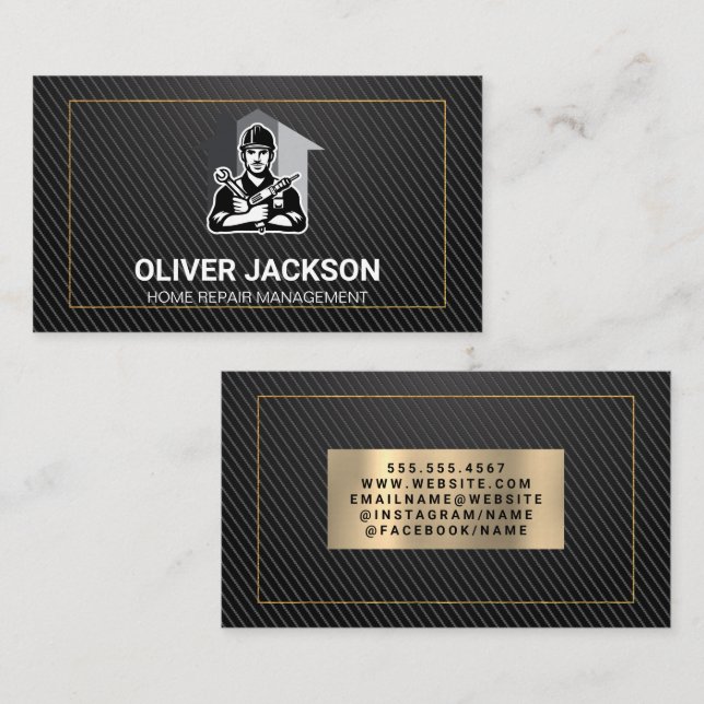 Carte De Visite Réparateur de maison de construction | Constructeu (Devant / Derrière)