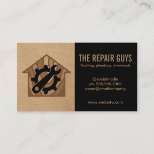 Carte De Visite Réparateur   Handyman   Logo de la clé d'engrenage